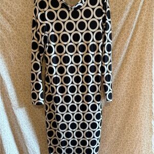 SHEIN Black and White Geometric Long Sleeve Dress